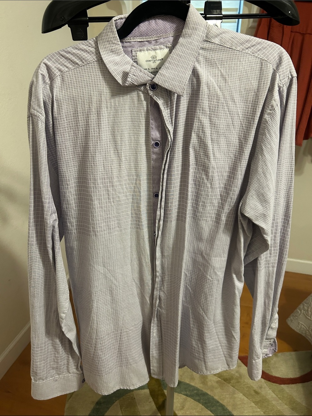 Men's Light purple Check Dress Shirt - Classic Button-Front